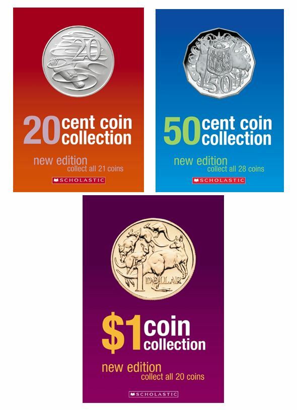 20 Cent, 50 cent & 1 Coin Collection books (total of 3 books)