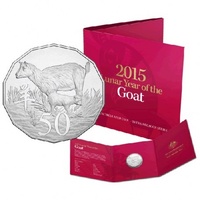 2015 50c Year of the Goat Tetra-Decagon Uncirculated Coin in Card