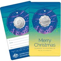 2021 50c Uncirculated Coin Merry Christmas Decoration - coin on card