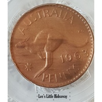 1963 (p) Australia Penny Graded PCGS MS64RB