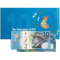 Two Generations of $10 banknotes RBA official folder UNC pair