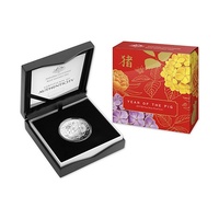 2019 Lunar Year of the Pig $5 1oz Fine Silver Proof Coin