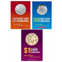 20 Cent, 50 cent & $1 Coin Collection books (total of 3 books)